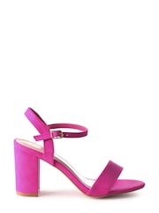 Linzi Pink Fuchsia Skyline Faux Suede Open Back Barely There Block Heeled Sandal - Image 2 of 4