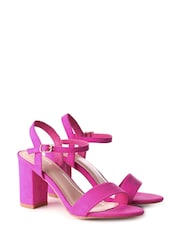 Linzi Pink Fuchsia Skyline Faux Suede Open Back Barely There Block Heeled Sandal - Image 4 of 4