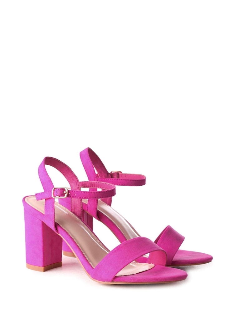 Linzi Pink Fuchsia Skyline Faux Suede Open Back Barely There Block Heeled Sandal - Image 4 of 4