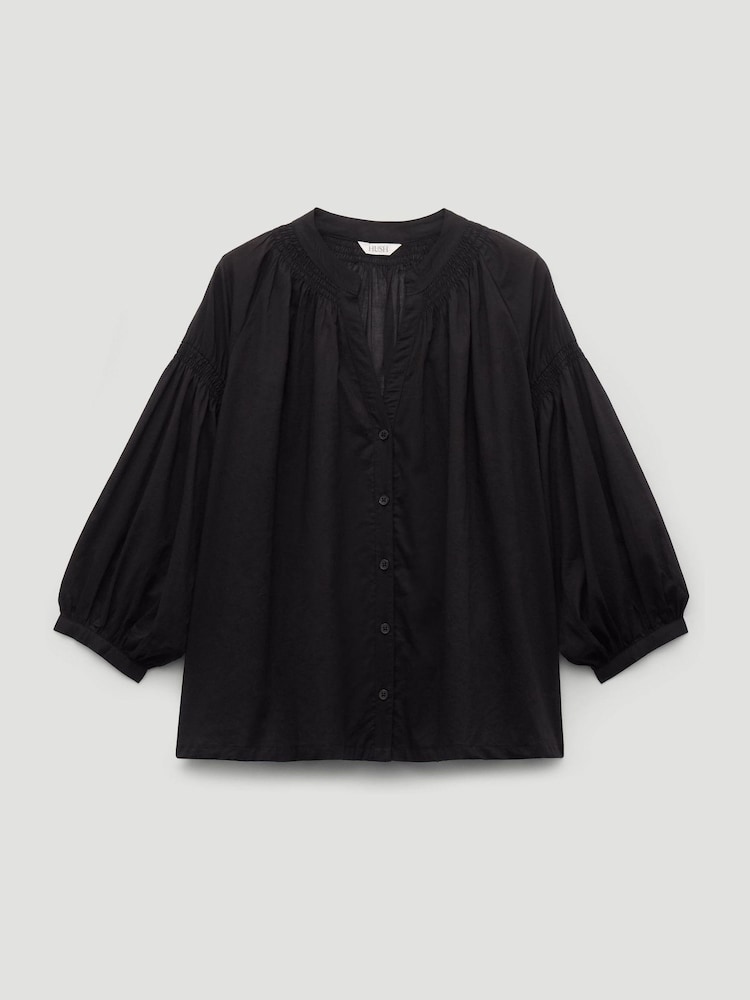 블랙 - Hush Mila Gathered Sleeve 블라우스 - 5의 이미지 5