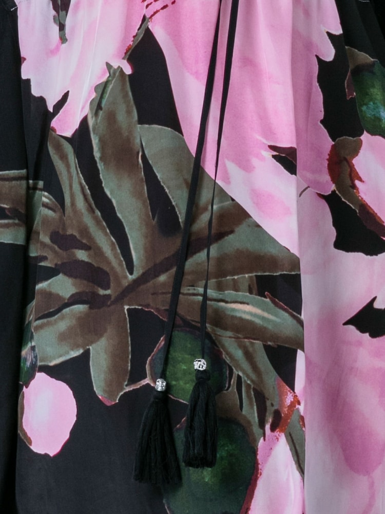 Religion Pink Elina Maxi Kaftan Beach Cover-Up in Large Bold Pink Floral Print with Tie Waist - Image 7 of 7