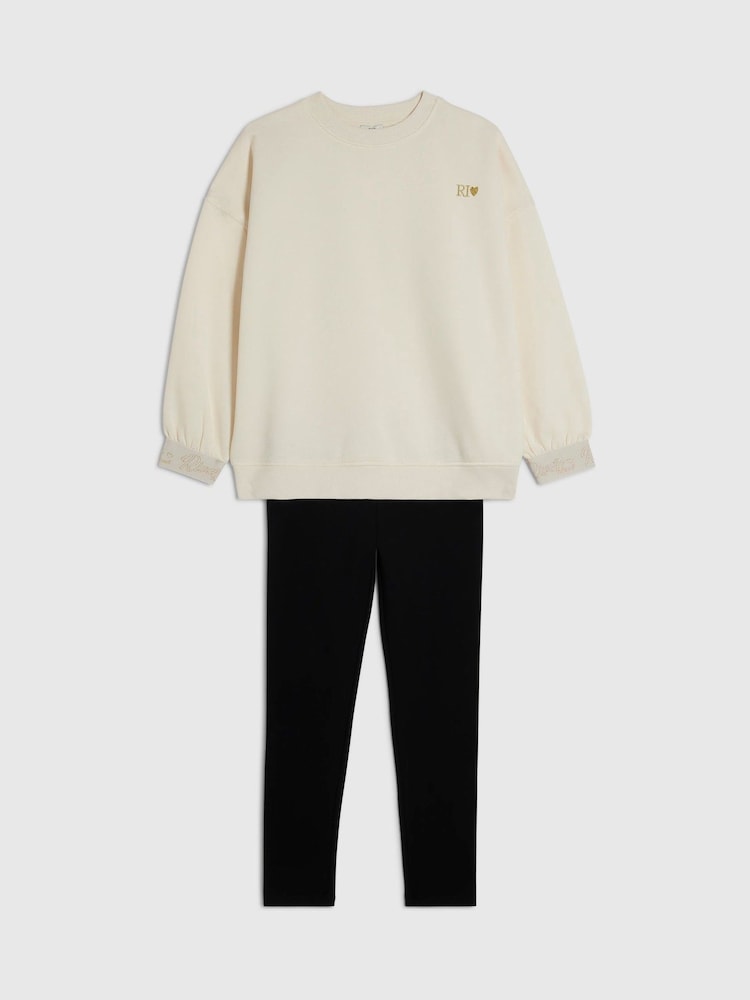 River Island Sweat-shirt à logo fendu & Ensemble Leggings - Image 2 de 4