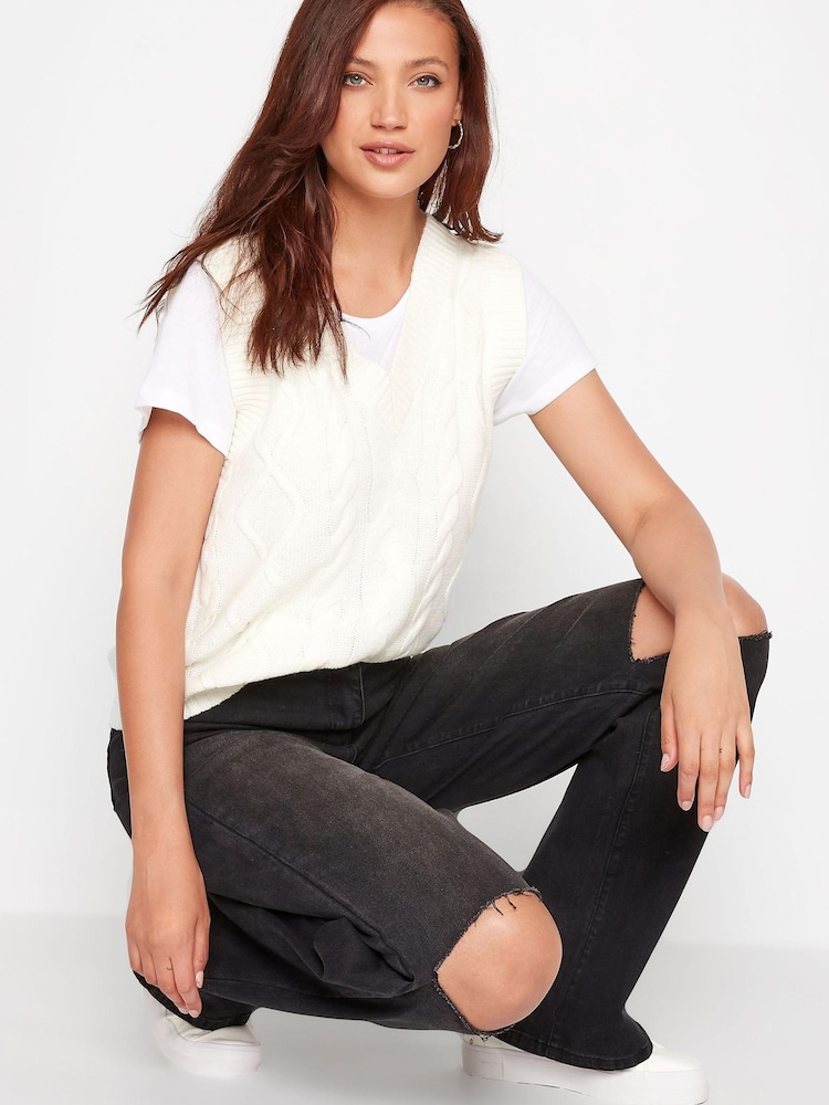 Long Tall Sally Black Distressed Bea Wide Leg Jean - Image 3 of 3
