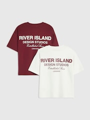 أحمر - حزمة من 2 تيشِرتات بطبعة شعار "River" على الظهر من River Island - صورة 2 من 4