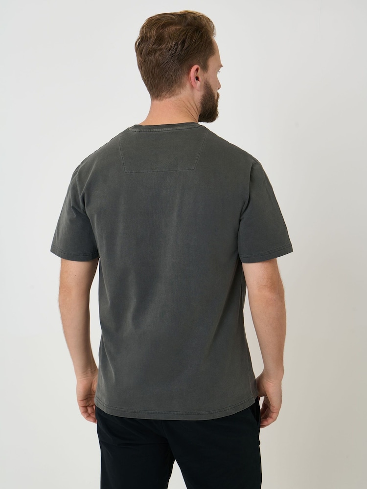 Threadbare Grey Garment Dye Cotton Jersey Crew Neck T-Shirt - Image 2 of 4 Threadbare Grey Garment Dye Cotton Jersey Crew Neck T-Shirt - Image 2 of 4