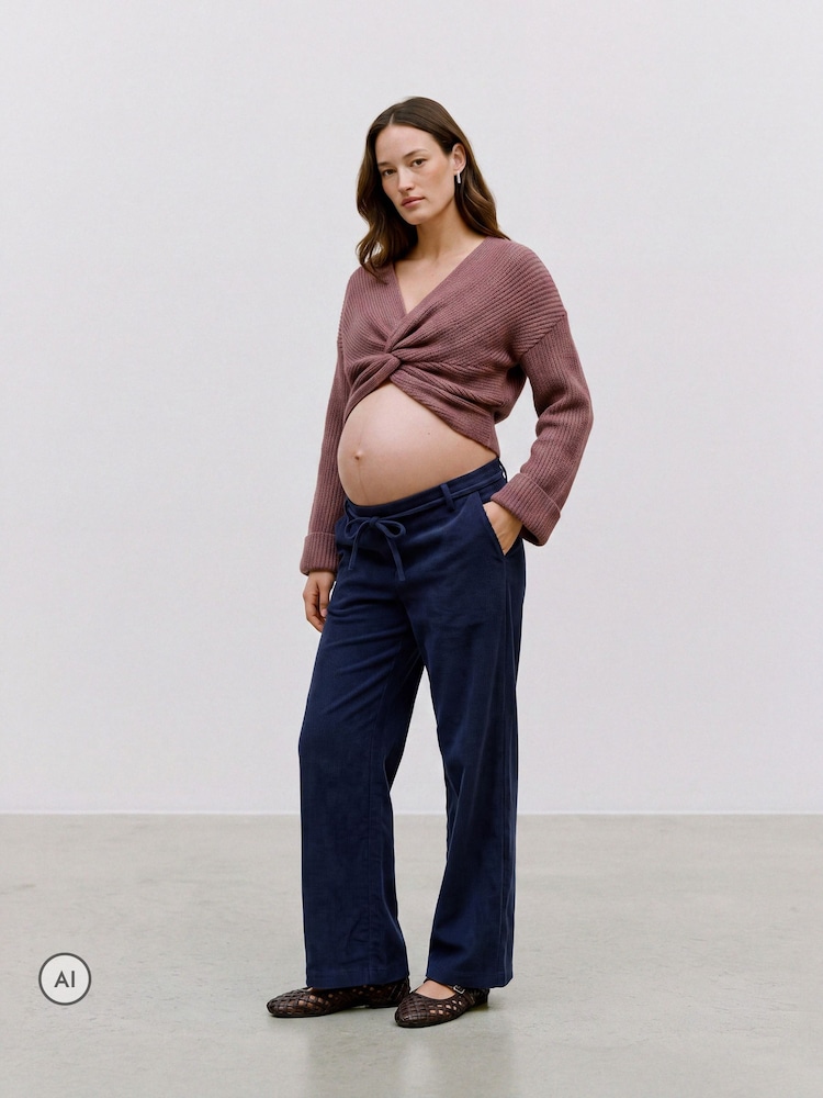 Mamalicious Brown Maternity and Nursing Twist Detail Cropped Knitted Jumper - Image 2 of 5 Mamalicious Brown Maternity and Nursing Twist Detail Cropped Knitted Jumper - Image 2 of 5