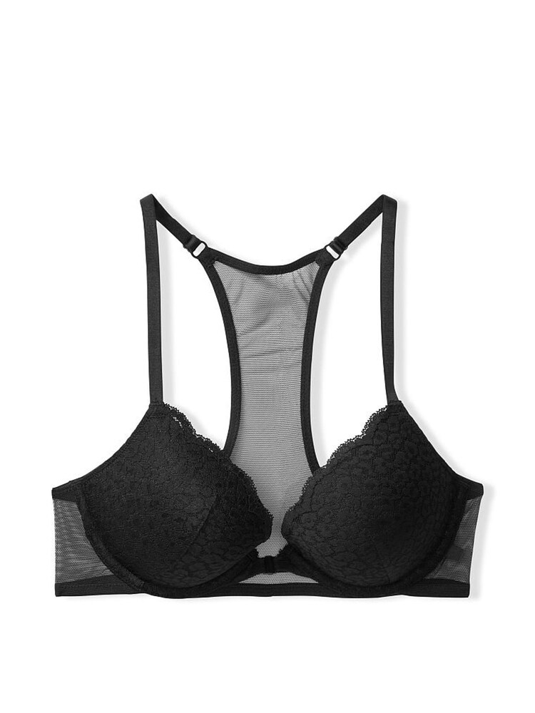 Victoria's Secret Black Lace Front Fastening Push Up T-Shirt Bra - Image 4 of 4