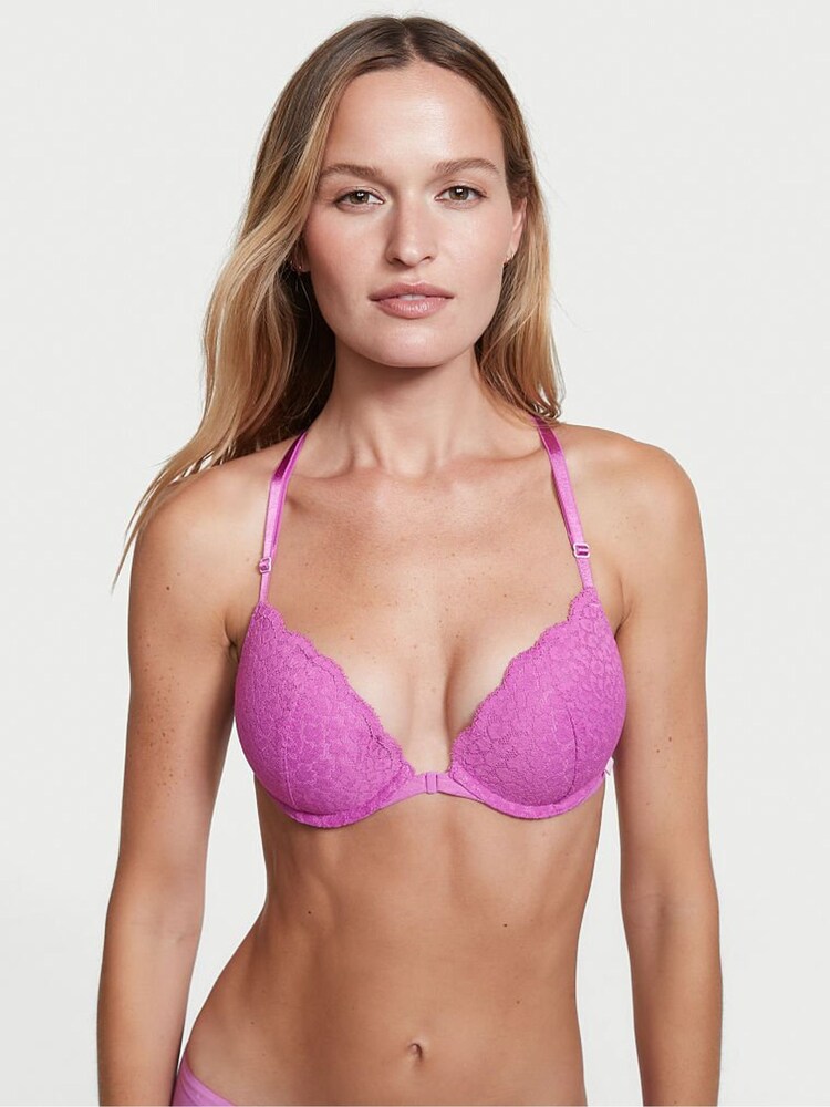 Victoria's Secret Rosita Pink Purple Lace Front Fastening Push Up T-Shirt Bra - Image 1 of 4 Victoria's Secret Rosita Pink Purple Lace Front Fastening Push Up T-Shirt Bra - Image 1 of 4