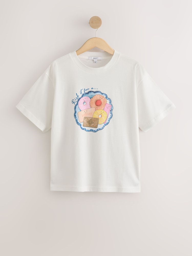 White Oversize Biscuit Graphic T-Shirt - Image 1 of 3