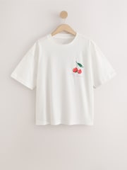 White Oversize Graphic Cherry T-Shirt - Image 5 of 8