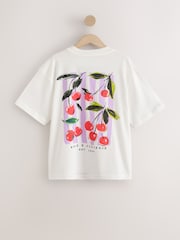 White Oversize Graphic Cherry T-Shirt - Image 6 of 8