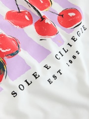 White Oversize Graphic Cherry T-Shirt - Image 7 of 8