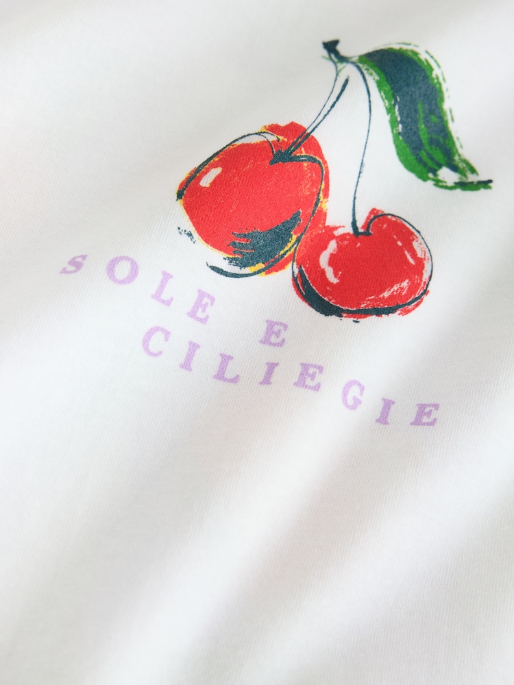 White Oversize Graphic Cherry T-Shirt - Image 8 of 8