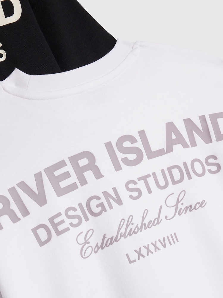 River Island Blue Branded Back Print T-Shirt 3 Pack - Image 3 of 3