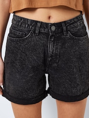 NOISY MAY washed black distressed High Waist Mom Shorts - Image 1 of 5