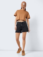 NOISY MAY washed black distressed High Waist Mom Shorts - Image 3 of 5