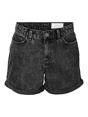 NOISY MAY washed black distressed High Waist Mom Shorts - Image 4 of 5