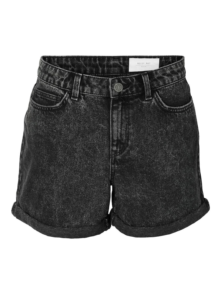 noir délavé en détresse - Shorts mom noisy may taille haute - Image 4 of 5