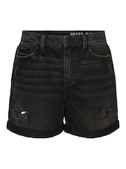 NOISY MAY washed black distressed High Waist Mom Shorts - Image 5 of 5