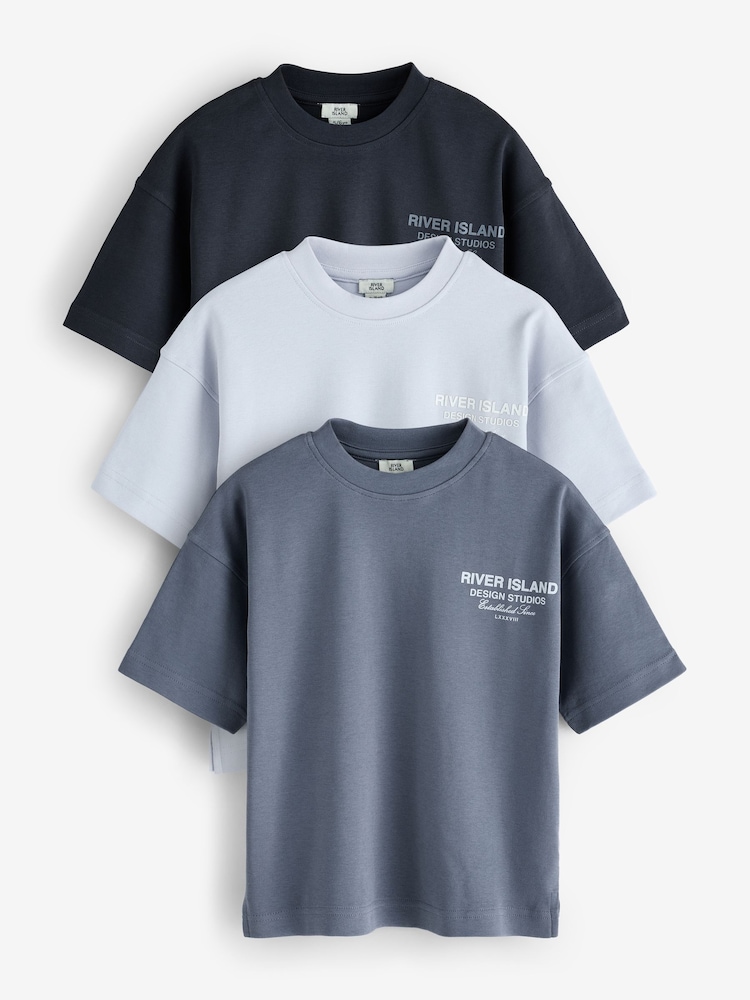 Camisetas River Island con estampado en la espalda 3 Pack - Imagen 1 de 5