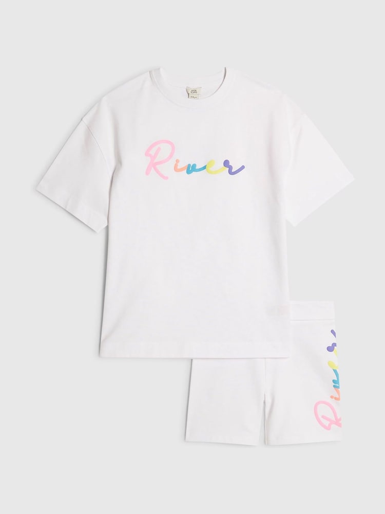 River Island RiverロゴTシャツ＆サイクルショートパンツセット - 画像 1 / 5