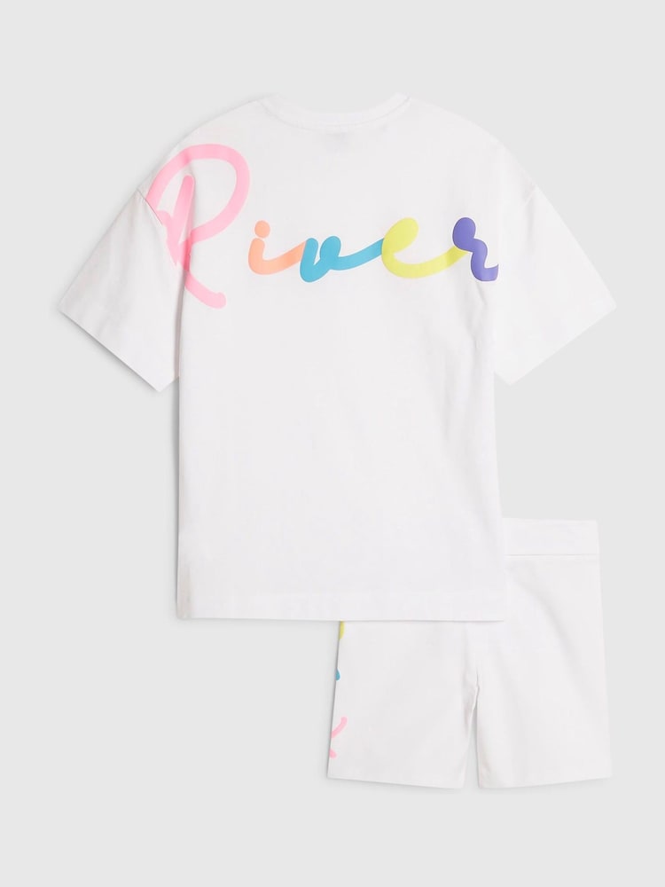 River Island RiverロゴTシャツ＆サイクルショートパンツセット - 画像 2 / 5