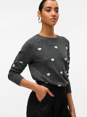Vero Moda Charcoal Grey Round Neck Soft Touch Cosy Knitted Jumper - Image 1 of 5