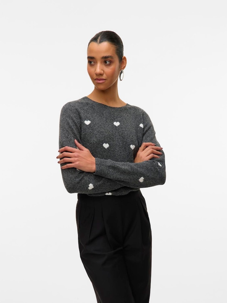 Vero Moda Charcoal Grey Round Neck Soft Touch Cosy Knitted Jumper - Image 2 of 5 Vero Moda Charcoal Grey Round Neck Soft Touch Cosy Knitted Jumper - Image 2 of 5