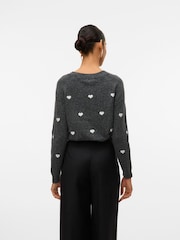 Vero Moda Charcoal Grey Round Neck Soft Touch Cosy Knitted Jumper - Image 3 of 5