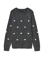 Vero Moda Charcoal Grey Round Neck Soft Touch Cosy Knitted Jumper - Image 5 of 5