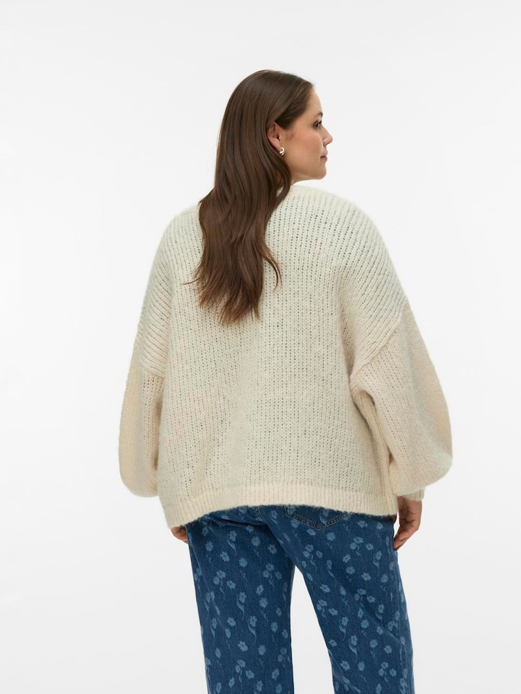 VERO MODA Cream Curve Long Sleeve Open Cardigan - Image 2 of 5