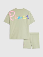 River Island Green River Logo T-Shirt & Cycle Shorts Set - Image 2 of 5