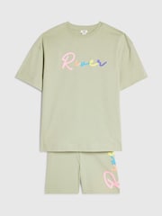 River Island Green River Logo T-Shirt & Cycle Shorts Set - Image 3 of 5