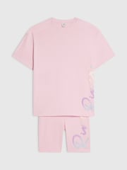 River Island Pink River Logo T-Shirt & Cycle Shorts Set - Image 3 of 5