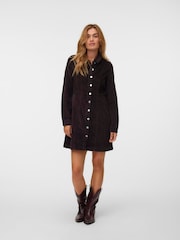 VERO MODA Brown Long Sleeve Corduroy Mini Dress - Image 3 of 5