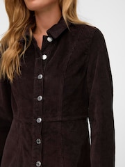 VERO MODA Brown Long Sleeve Corduroy Mini Dress - Image 4 of 5