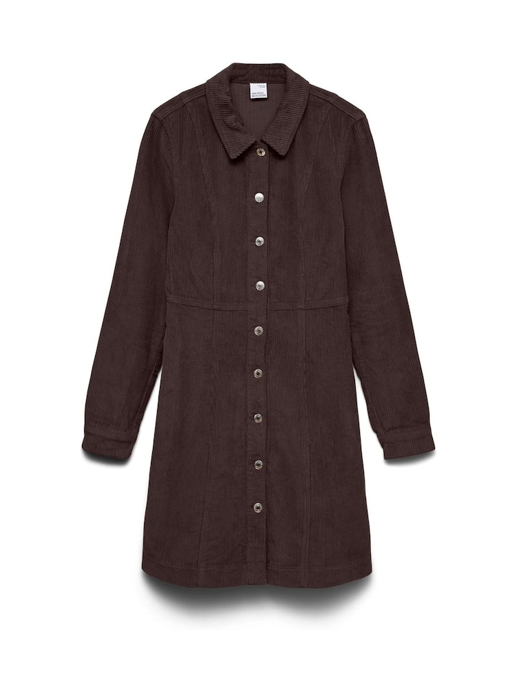 VERO MODA Brown Long Sleeve Corduroy Mini Dress - Image 5 of 5