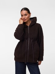 Mamalicious Brown Maternity 3-in-1 Teddy Jacket with Removable Front - Image 1 of 5