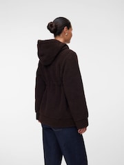 Mamalicious Brown Maternity 3-in-1 Teddy Jacket with Removable Front - Image 2 of 5