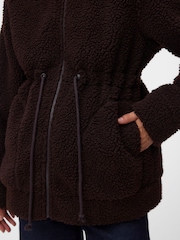 Mamalicious Brown Maternity 3-in-1 Teddy Jacket with Removable Front - Image 3 of 5