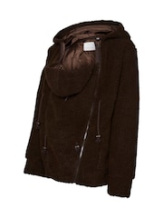 Mamalicious Brown Maternity 3-in-1 Teddy Jacket with Removable Front - Image 5 of 5