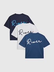 River Island River Logo Oversized T-Shirts 3 Pack - صورة 1 من 4