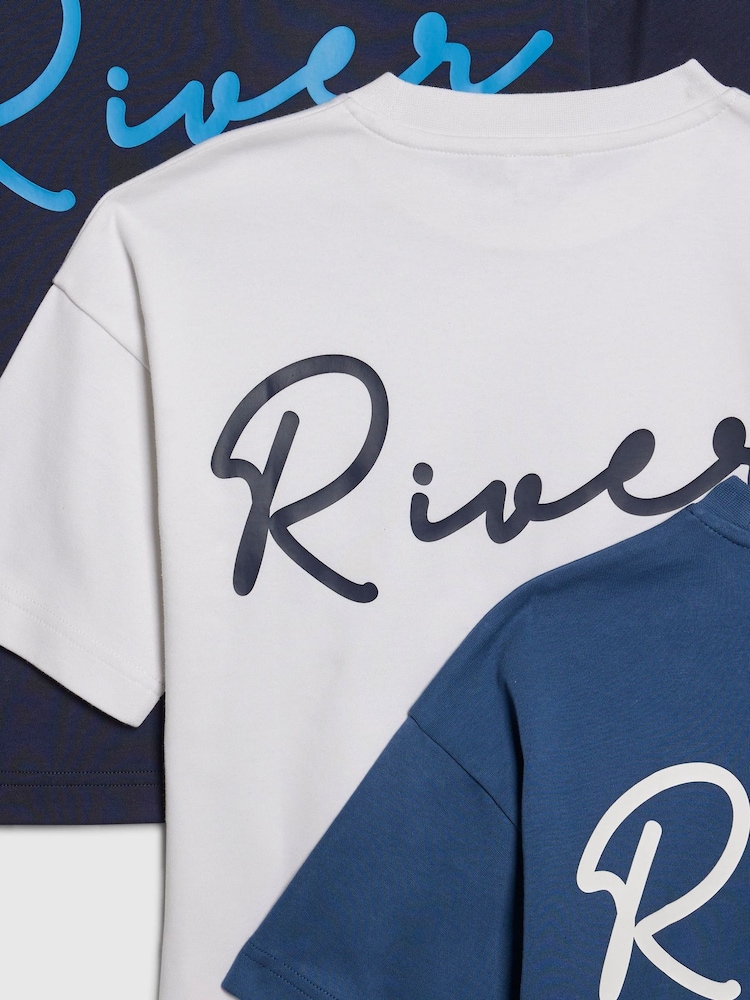 River Island River Logo Oversized T-Shirts 3 Pack - صورة 4 من 4 River Island River Logo Oversized T-Shirts 3 Pack - صورة 4 من 4