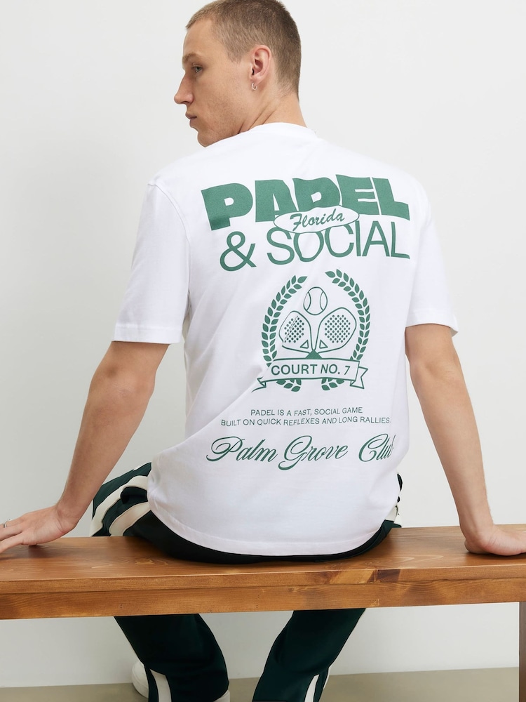 River Island White Padel Social Regular Fit T-Shirt - Image 1 of 4 River Island White Padel Social Regular Fit T-Shirt - Image 1 of 4
