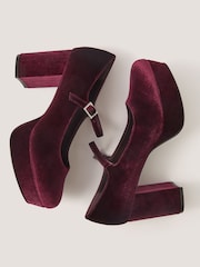 Monsoon Red Polly Velvet Mary Jane Platform Heels - Image 1 of 3