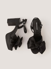 Monsoon Black Grace Bow Satin Platform Heels - Image 1 of 3