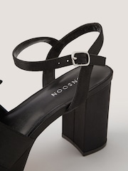 Monsoon Black Grace Bow Satin Platform Heels - Image 3 of 3