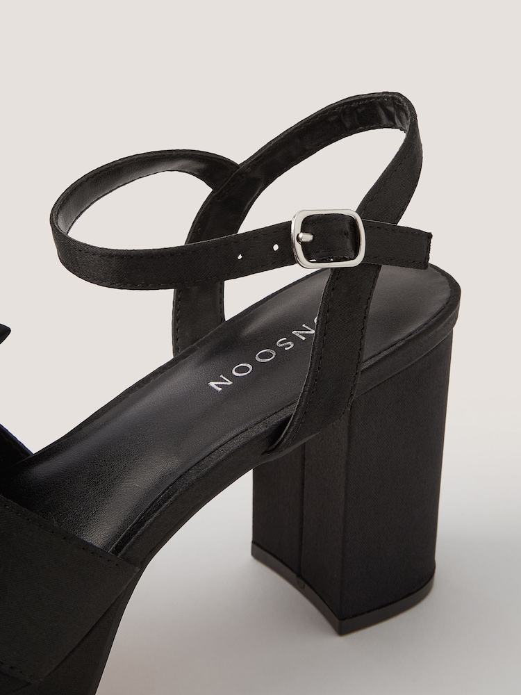 Monsoon Black Grace Bow Satin Platform Heels - Image 3 of 3 Monsoon Black Grace Bow Satin Platform Heels - Image 3 of 3