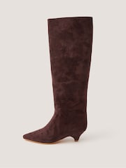Monsoon Brown Isha Faux Suede Knee High Heeled Boots - Image 2 of 3