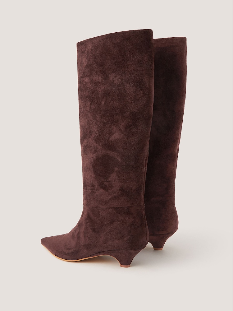 Monsoon Brown Isha Faux Suede Knee High Heeled Boots - Image 3 of 3 Monsoon Brown Isha Faux Suede Knee High Heeled Boots - Image 3 of 3